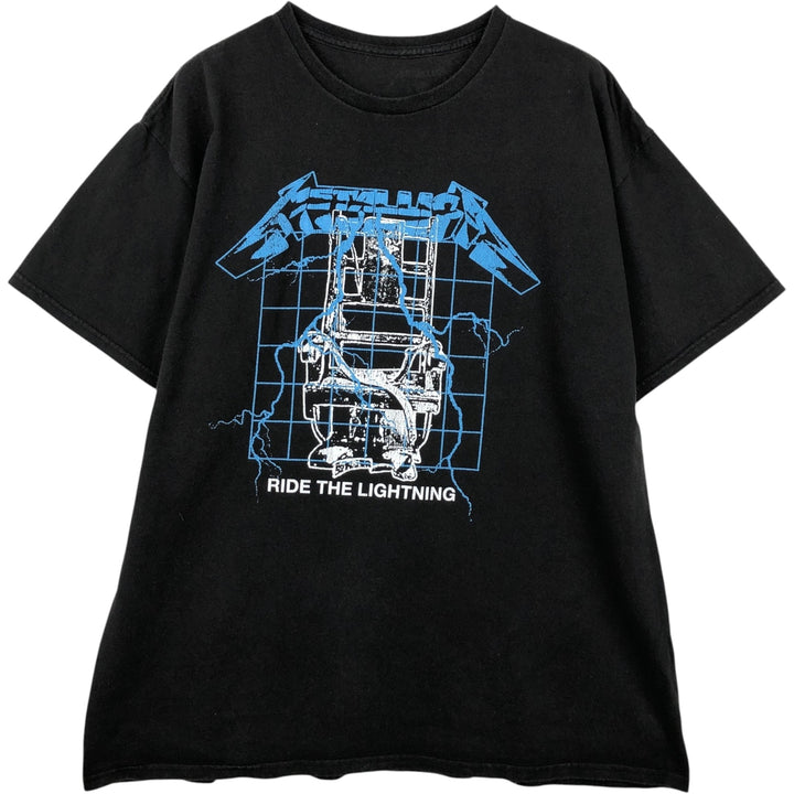 METALLICA RIDE THE LIGHTNING Band T-shirt, Men's L size unclear black type Vintage Second Hand