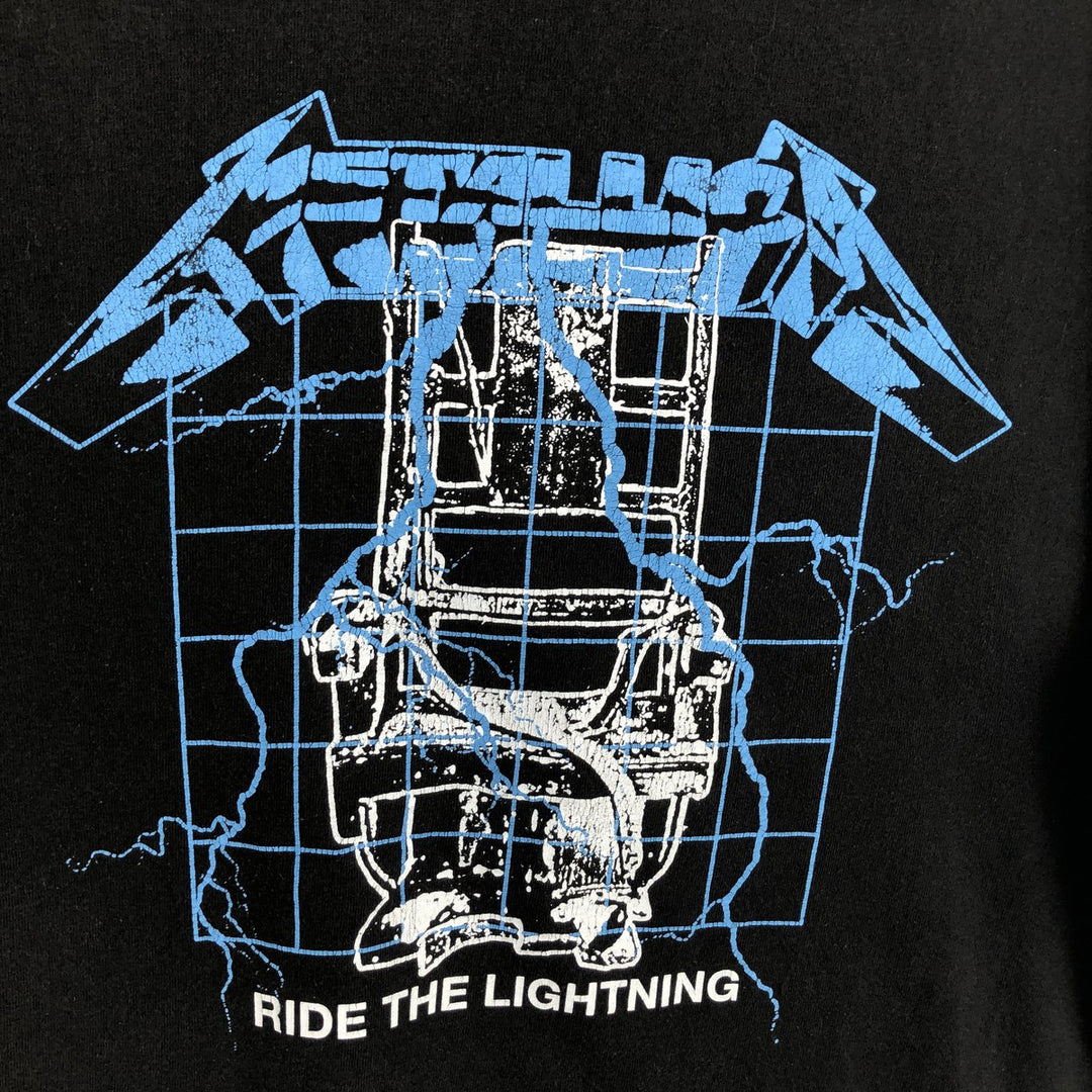METALLICA RIDE THE LIGHTNING Band T-shirt, Men's L size unclear black type Vintage Second Hand