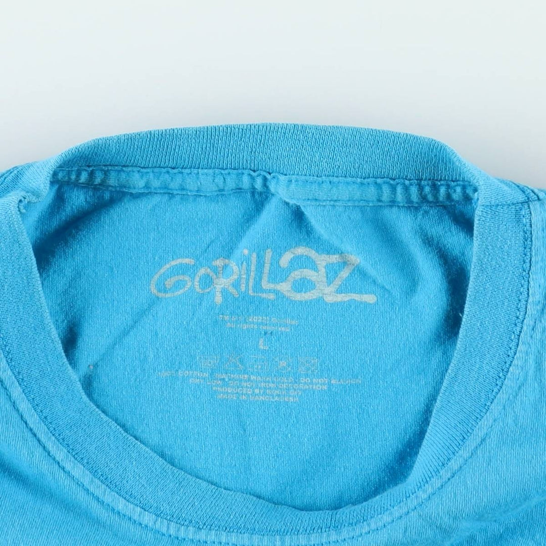GORILLAZ Gorillaz Band T-shirt Band T Men's L size cotton Blue type light blue Vintage Second Hand