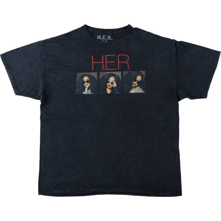 HER Wrap T-Shirt, Men's XL (approx.) cotton navy blue type Vintage Second Hand