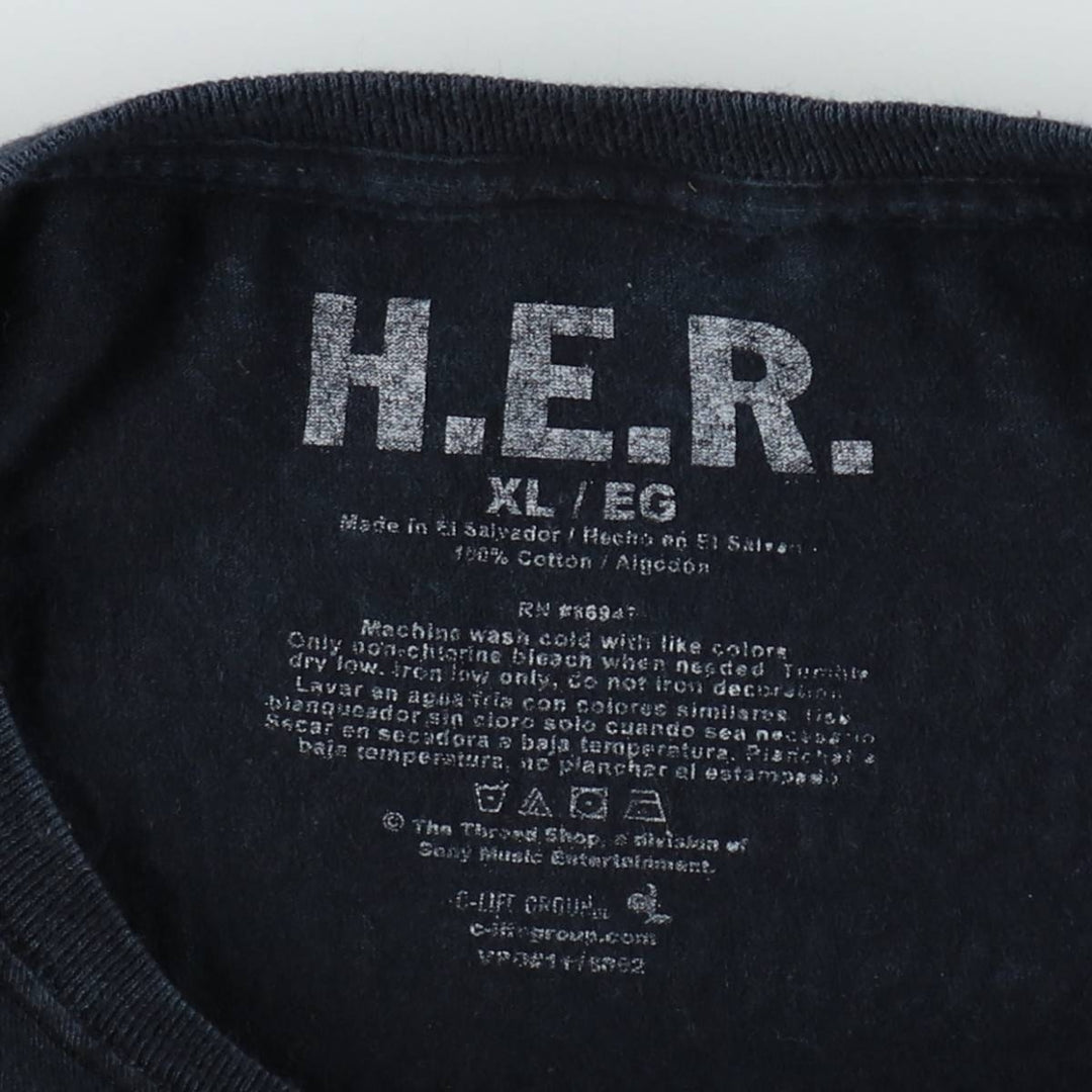 HER Wrap T-Shirt, Men's XL (approx.) cotton navy blue type Vintage Second Hand