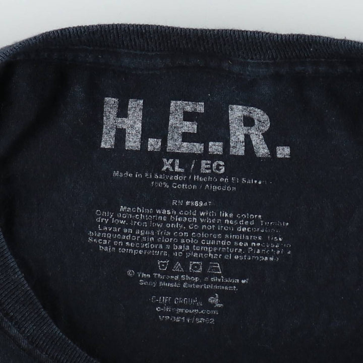 HER Wrap T-Shirt, Men's XL (approx.) cotton navy blue type Vintage Second Hand