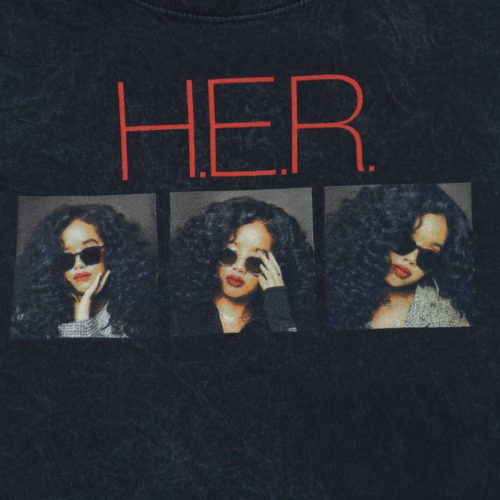 HER Wrap T-Shirt, Men's XL (approx.) cotton navy blue type Vintage Second Hand