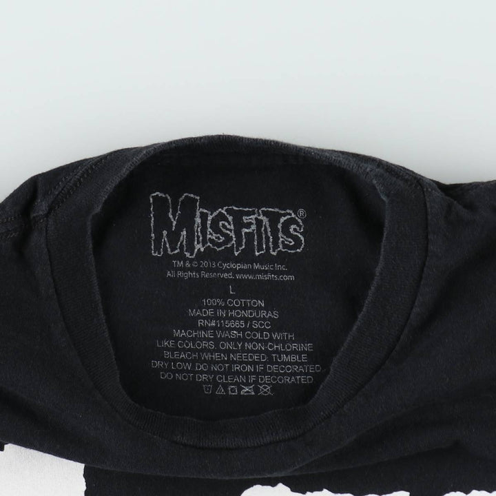 MISFITS Misfits Band T-shirt, Band T, Men's L size cotton black type Vintage Second Hand