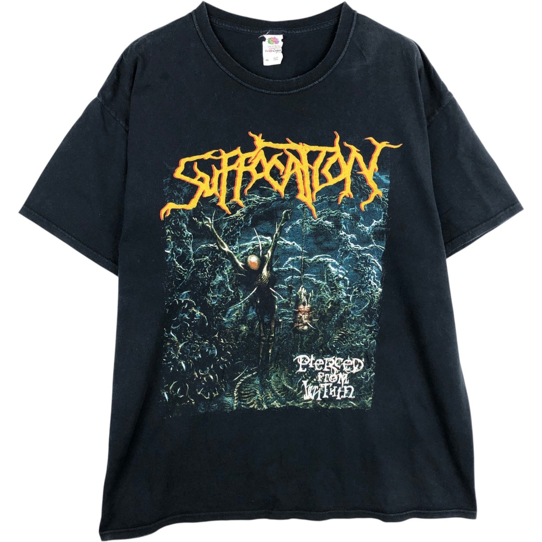 Fruit of the Loom Suffocation Band T-Shirt (Men's XL equivalent) cotton black type Vintage Second Hand