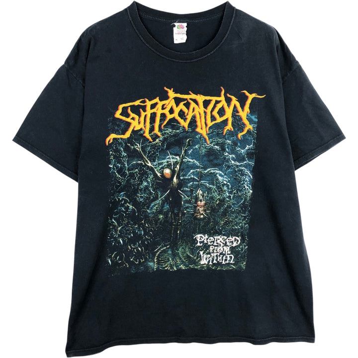 Fruit of the Loom Suffocation Band T-Shirt (Men's XL equivalent) cotton black type Vintage Second Hand
