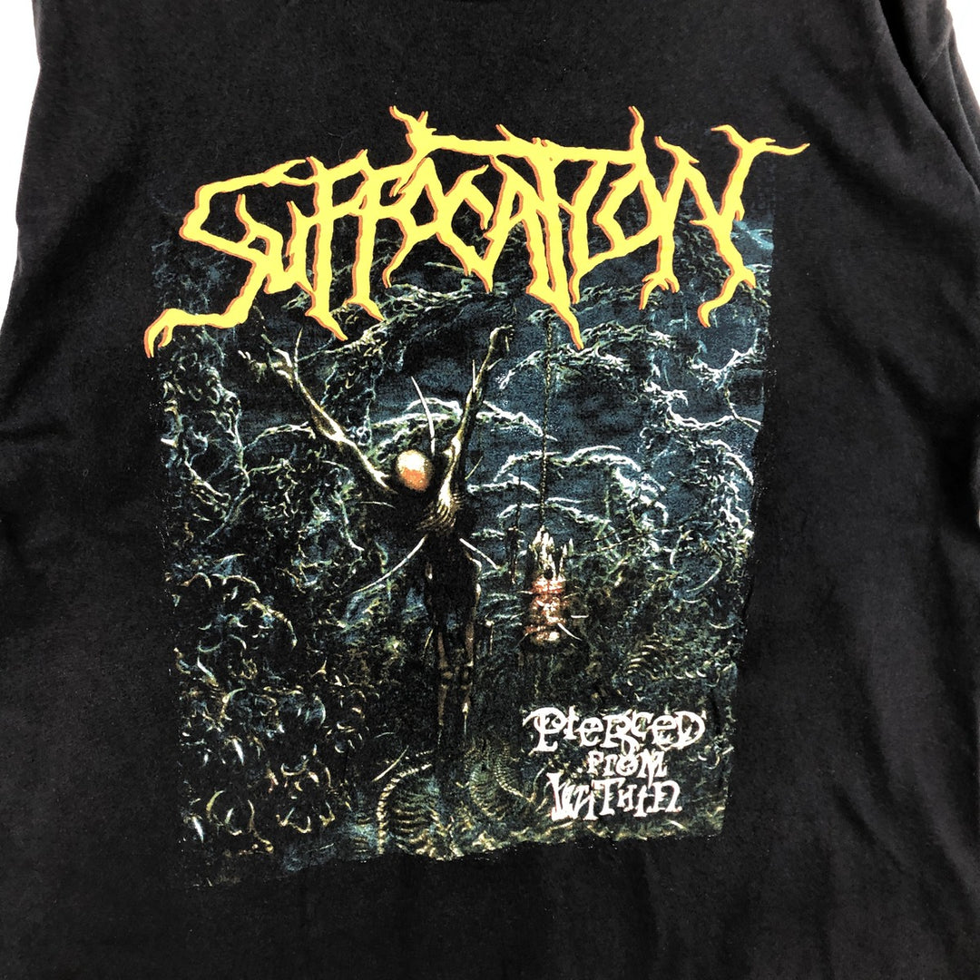 Fruit of the Loom Suffocation Band T-Shirt (Men's XL equivalent) cotton black type Vintage Second Hand