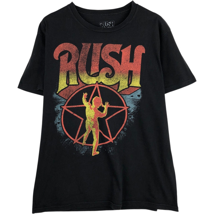 RUSH Band T-shirt, Men's L size cotton black type Vintage Second Hand
