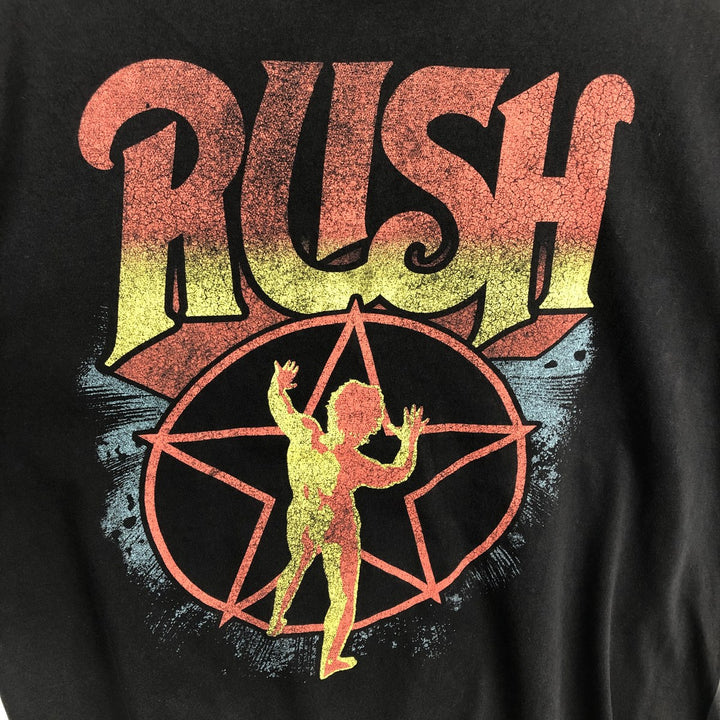 RUSH Band T-shirt, Men's L size cotton black type Vintage Second Hand