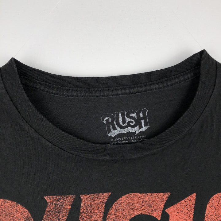 RUSH Band T-shirt, Men's L size cotton black type Vintage Second Hand