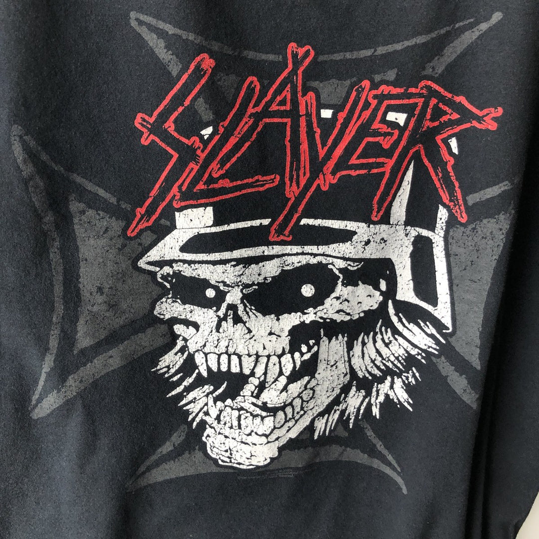 SLAYER Skull Pattern Band T-Shirt, Men's Medium cotton black type Vintage Second Hand