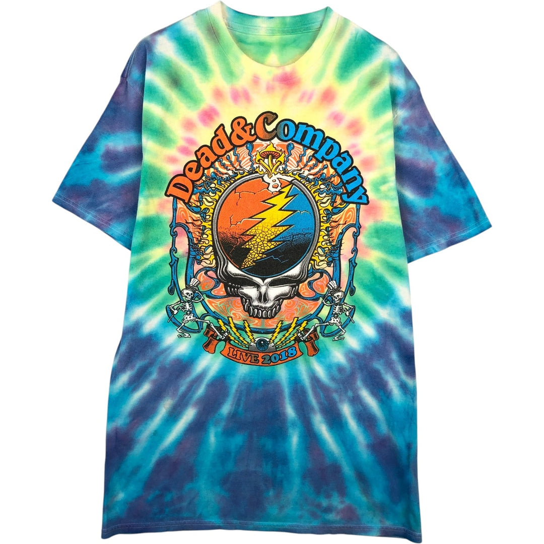 GRATEFUL DEAD Skull Pattern Tie-Dye Band T-Shirt (Men's Size S) unclear blue type Vintage Second Hand