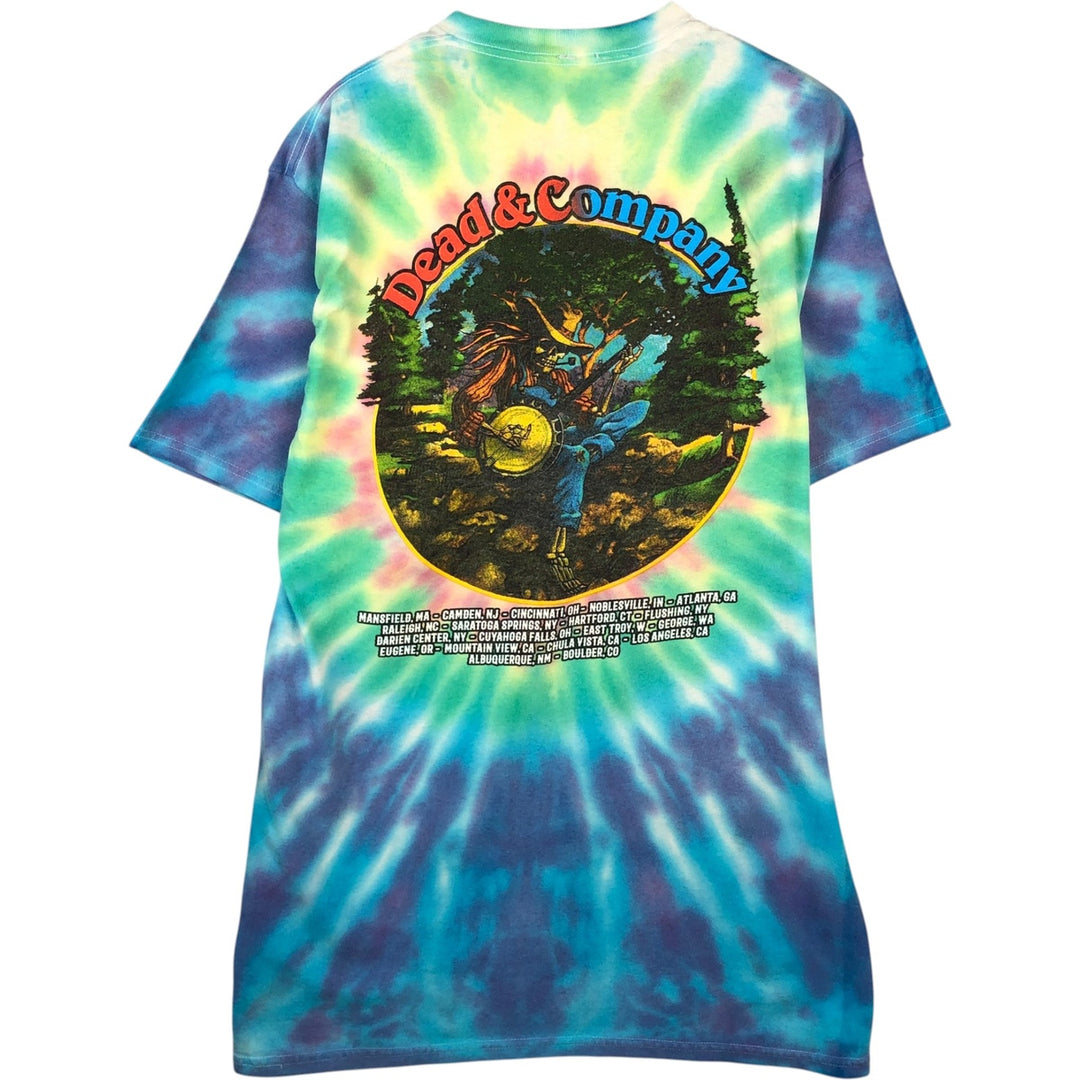 GRATEFUL DEAD Skull Pattern Tie-Dye Band T-Shirt (Men's Size S) unclear blue type Vintage Second Hand