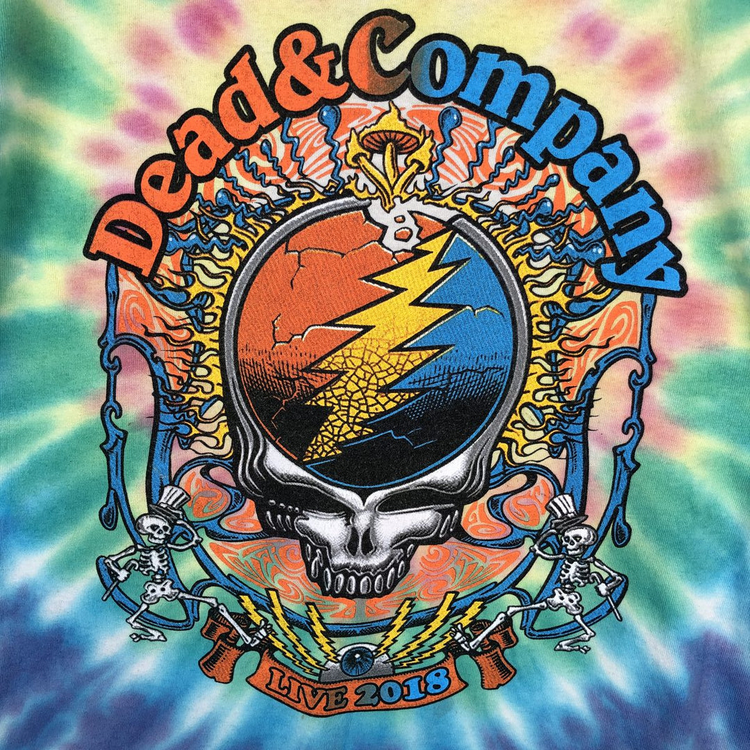 GRATEFUL DEAD Skull Pattern Tie-Dye Band T-Shirt (Men's Size S) unclear blue type Vintage Second Hand