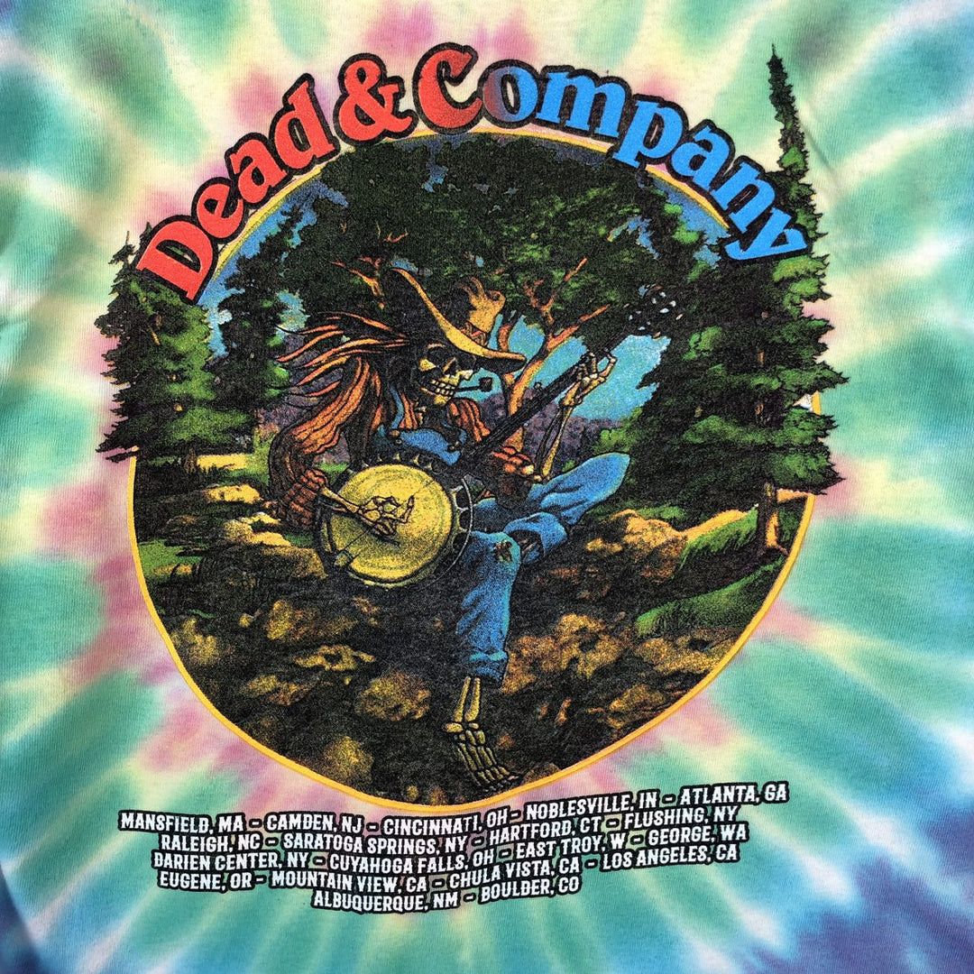 GRATEFUL DEAD Skull Pattern Tie-Dye Band T-Shirt (Men's Size S) unclear blue type Vintage Second Hand