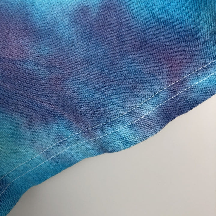 GRATEFUL DEAD Skull Pattern Tie-Dye Band T-Shirt (Men's Size S) unclear blue type Vintage Second Hand