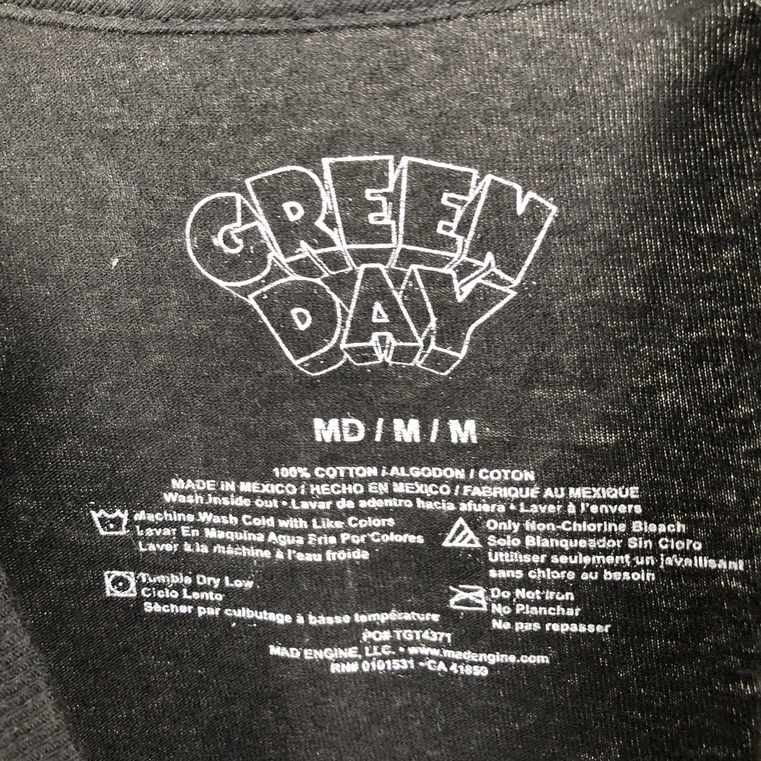 GREEN DAY Green Day Band T-shirt Band T Men's M size cotton black type Vintage Second Hand