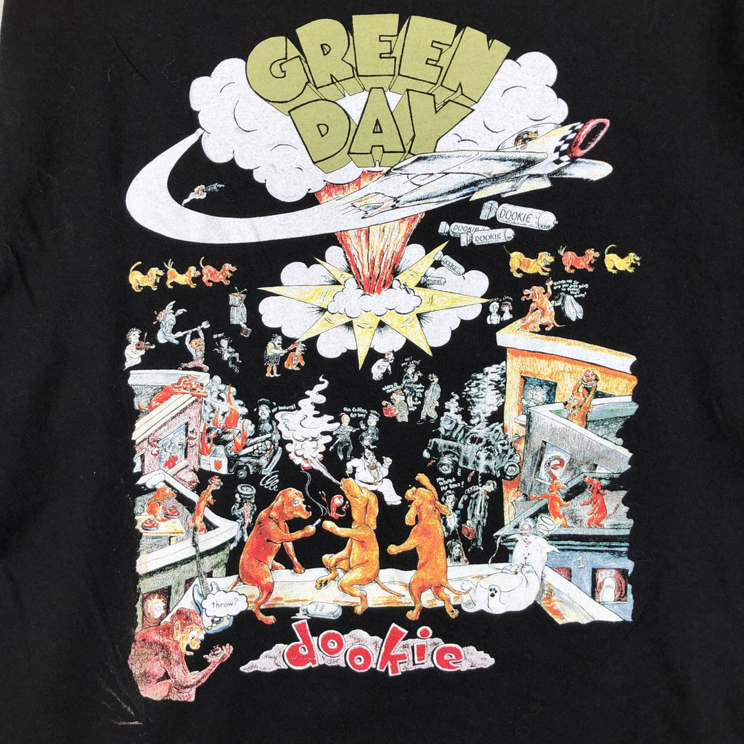 GREEN DAY Green Day Band T-shirt Band T Men's M size cotton black type Vintage Second Hand