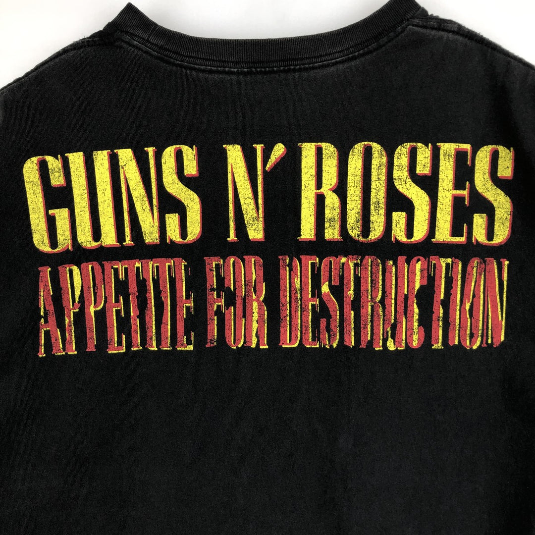GUNS N' ROSES Guns N' Roses Band T-shirt Band Tee Men's M size cotton black type Vintage Second Hand