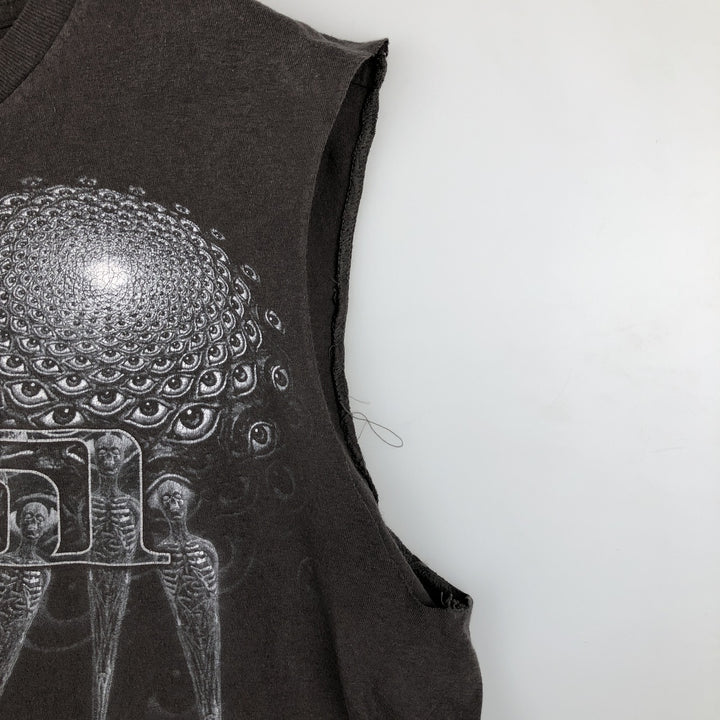 BAY ISLAND TOOL Cut-off Sleeveless Band T-Shirt (Men's Size L) cotton gray type Vintage Second Hand
