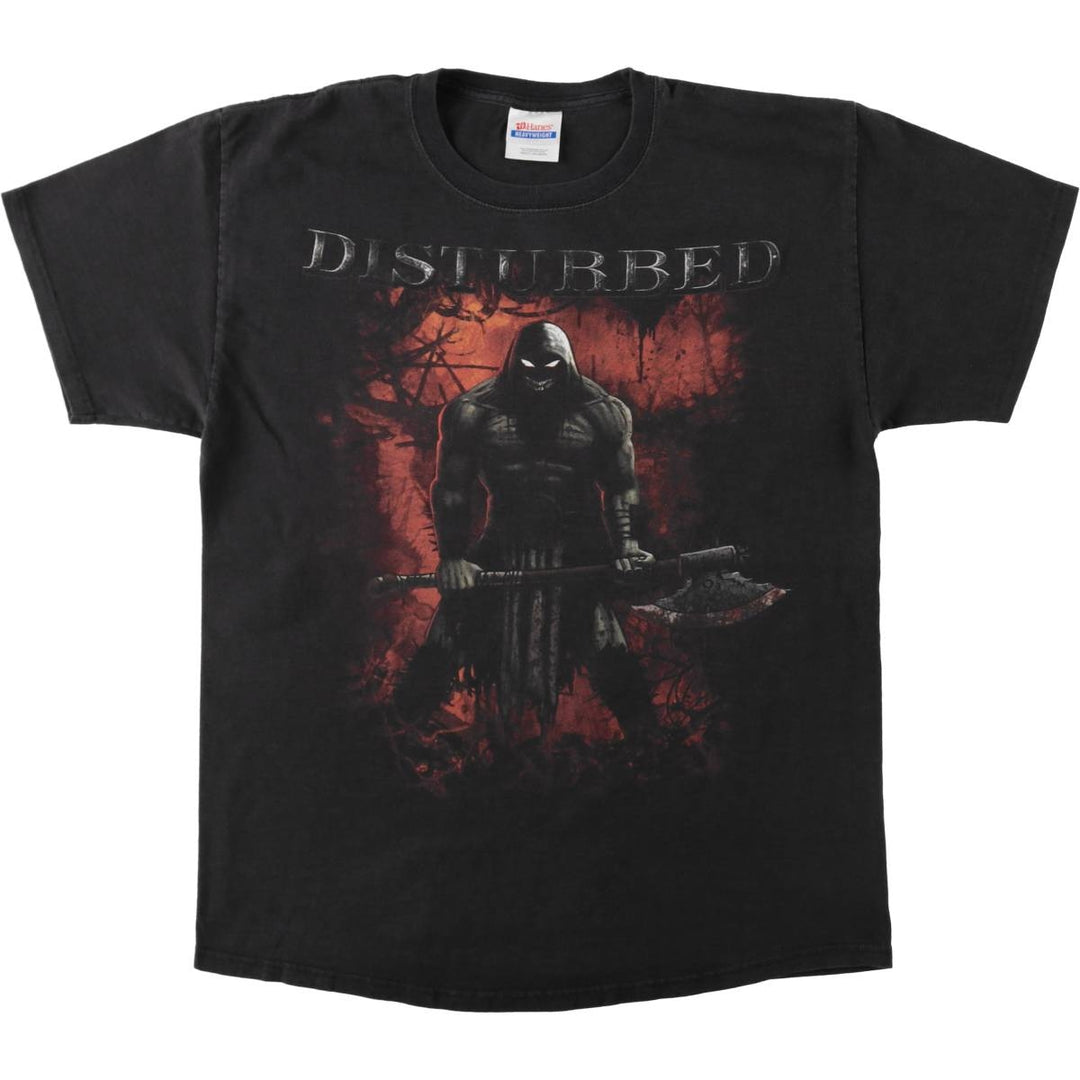 2000'S Hanes HEAVYWEIGHT DISTURBED Band T-shirt (Men's size L) cotton black type Vintage Second Hand
