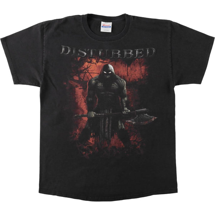 2000'S Hanes HEAVYWEIGHT DISTURBED Band T-shirt (Men's size L) cotton black type Vintage Second Hand