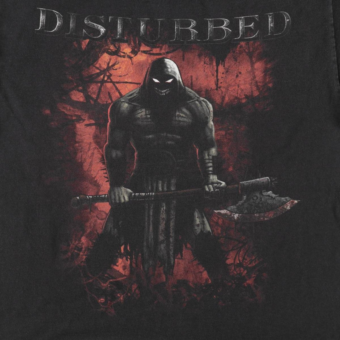 2000'S Hanes HEAVYWEIGHT DISTURBED Band T-shirt (Men's size L) cotton black type Vintage Second Hand