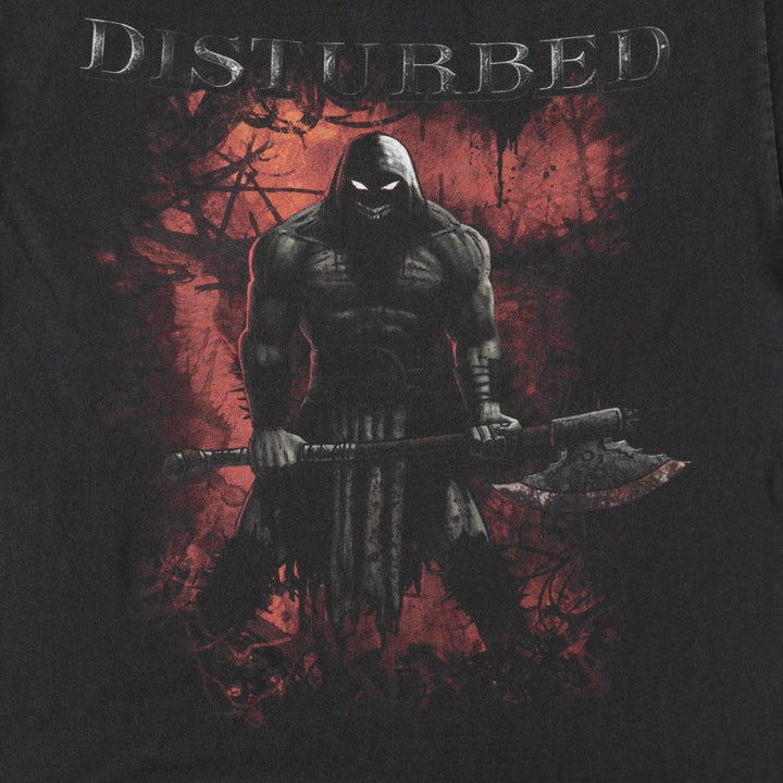 2000'S Hanes HEAVYWEIGHT DISTURBED Band T-shirt (Men's size L) cotton black type Vintage Second Hand
