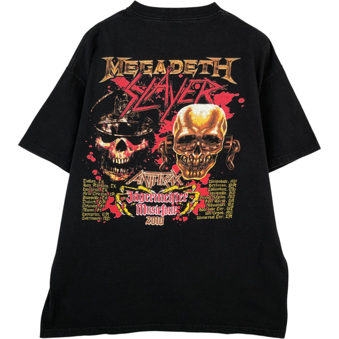 2000'S Slayer Anthrax x Megadeth Skull Pattern Band T-Shirt (Men's Size L) cotton black type Vintage Second Hand