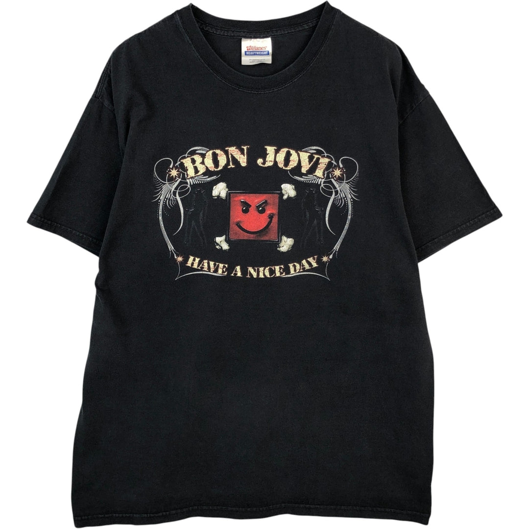 2000'S Hanes Bon Jovi Band T-shirt (Men's size L) cotton black type Vintage Second Hand