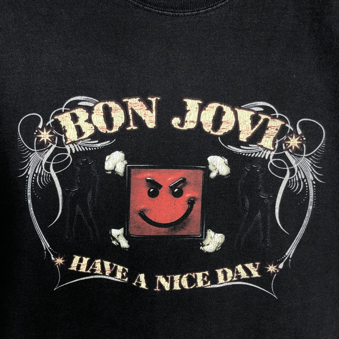 2000'S Hanes Bon Jovi Band T-shirt (Men's size L) cotton black type Vintage Second Hand