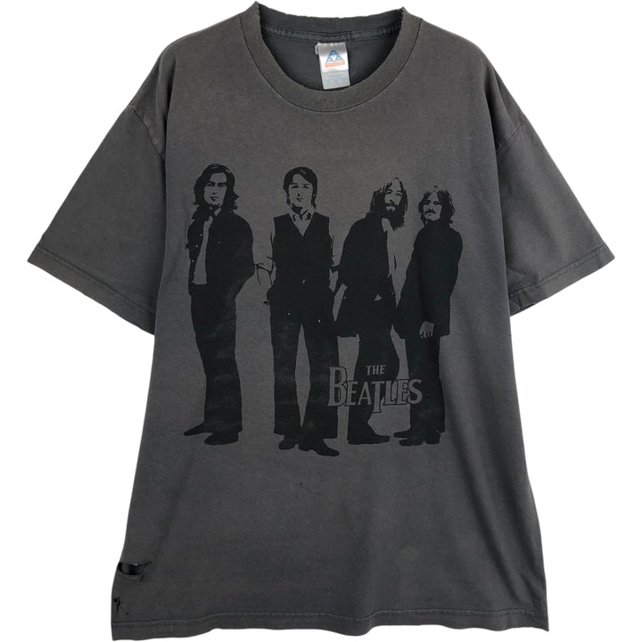 THE BEATLES Band T-shirt, Men's L size cotton Charcoal Vintage Second Hand