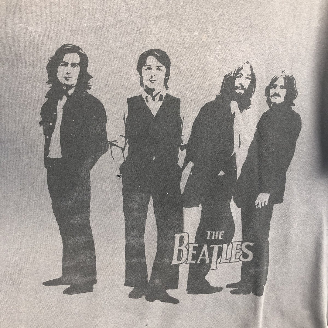 THE BEATLES Band T-shirt, Men's L size cotton Charcoal Vintage Second Hand
