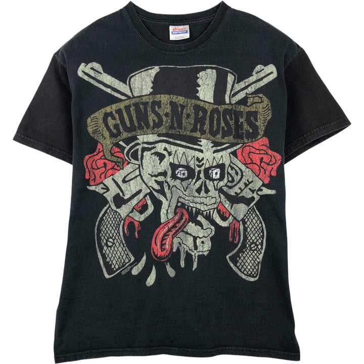 2000'S Hanes Guns N' Roses Skull Pattern Large Print Band T-Shirt (Men's Size L) cotton black type Vintage Second Hand