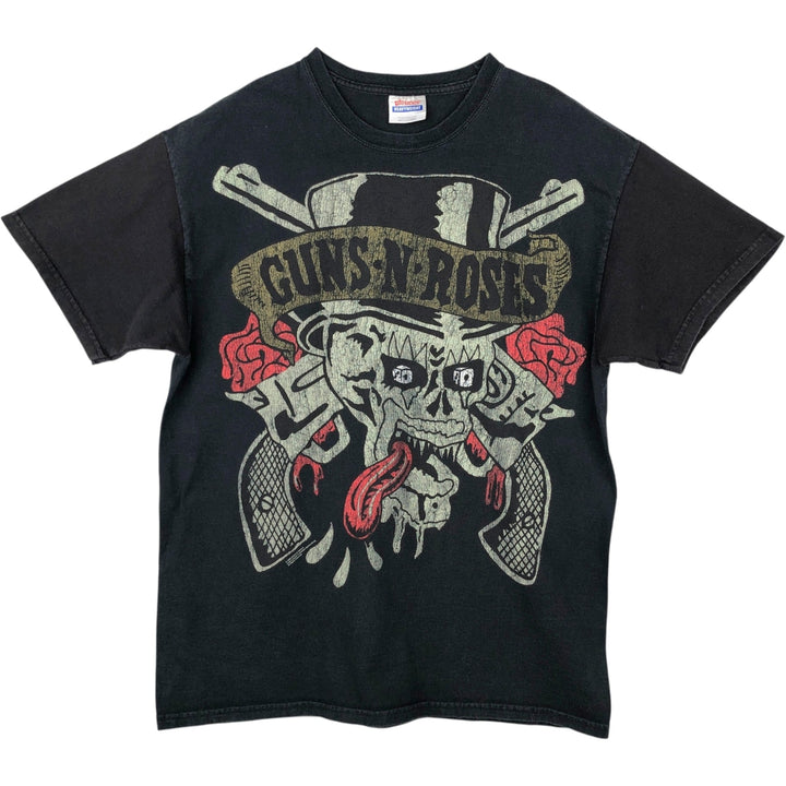 2000'S Hanes Guns N' Roses Skull Pattern Large Print Band T-Shirt (Men's Size L) cotton black type Vintage Second Hand