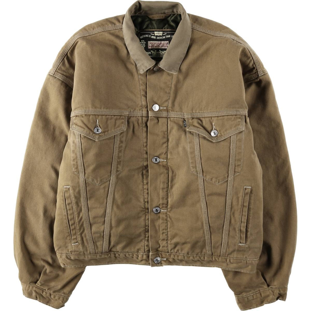 1990'S Levi's Trucker Jacket 71668-7726, Padded Cotton Twill Jacket, Men's Size L (Equivalent), Vintage cotton beige type brown Vintage Second Hand