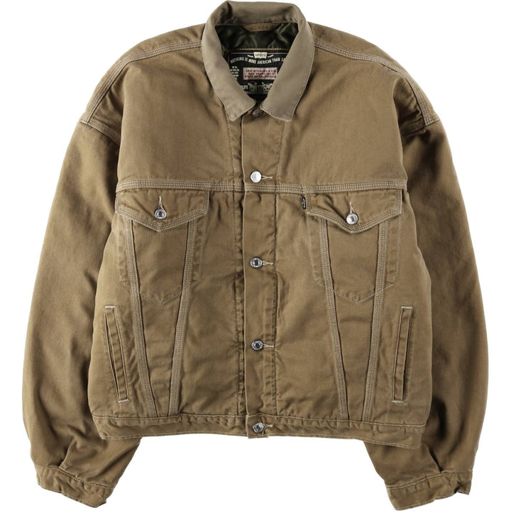 1990'S Levi's Trucker Jacket 71668-7726, Padded Cotton Twill Jacket, Men's Size L (Equivalent), Vintage cotton beige type brown Vintage Second Hand