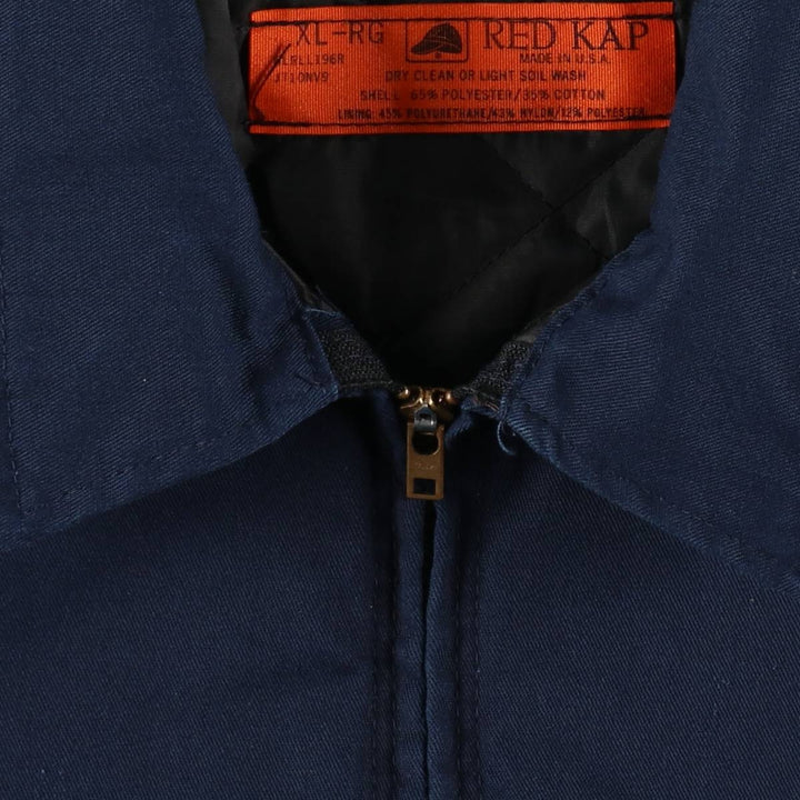 70s-80'S Red Kap Work Jacket, Made in USA, Men's XL equivalent, Vintage polyester navy blue type Vintage Second Hand