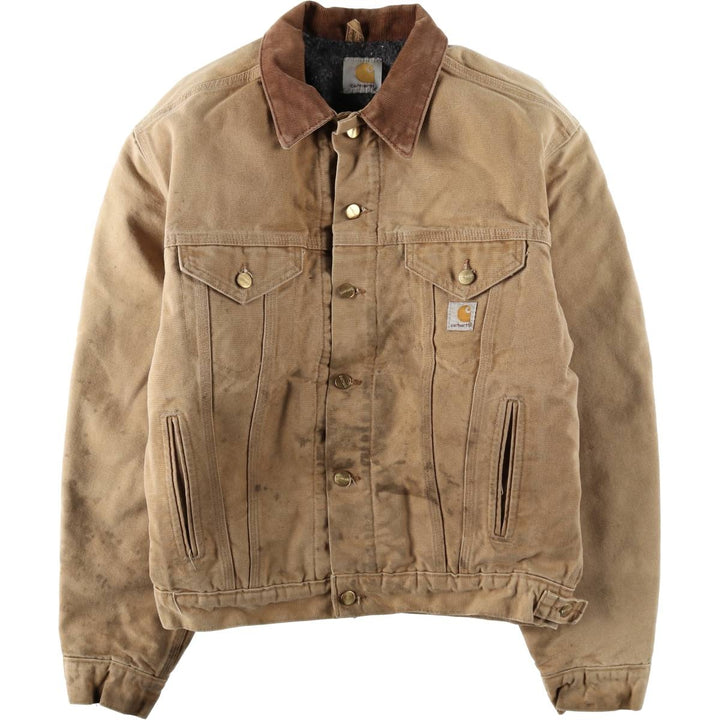 Carhartt Trucker Jacket Duck Work Jacket Men's Size L (approx.) unclear Beige type Vintage Second Hand