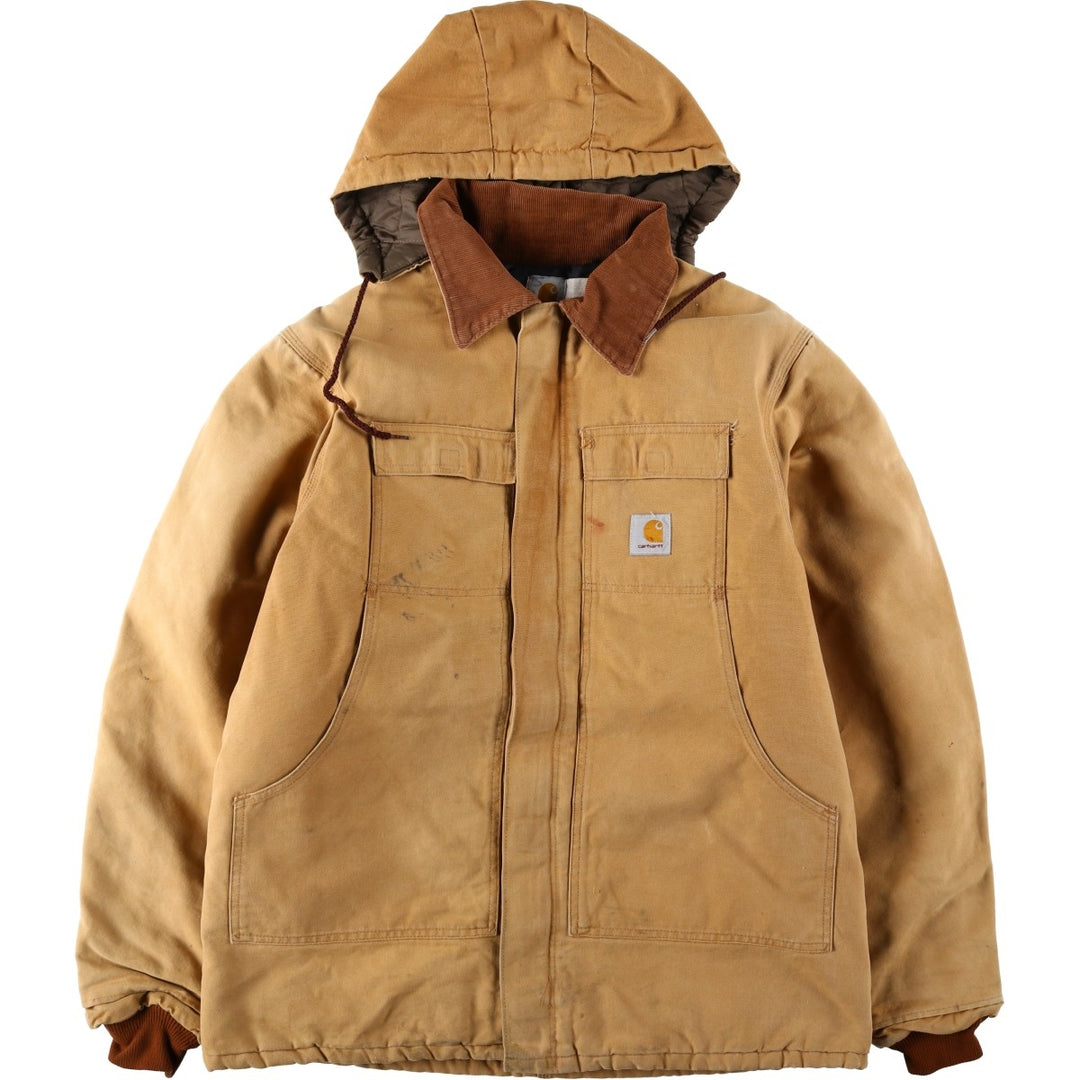~90'S Carhartt Traditional Coat, Padded Duck Work Jacket, Made in USA, Men's Size L (Equivalent), Vintage unclear ocher yellow type Vintage Second Hand