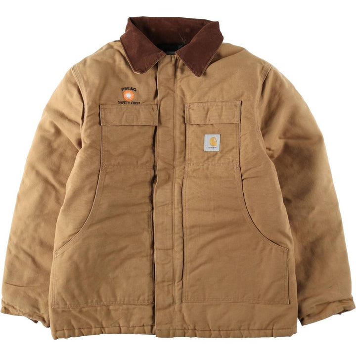 90'S Carhartt Traditional Padded Duck Work Jacket, Made in USA, Men's Size L, Vintage cotton beige type brown Vintage Second Hand