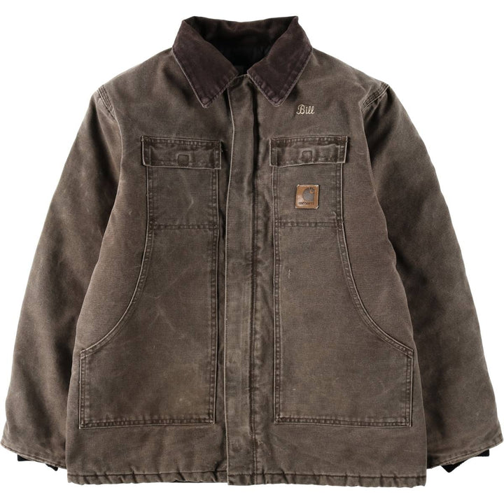 2000'S Carhartt Padded Traditional Coat Duck Work Jacket Made in USA Men's Size L (approx.) cotton brown type Vintage Second Hand