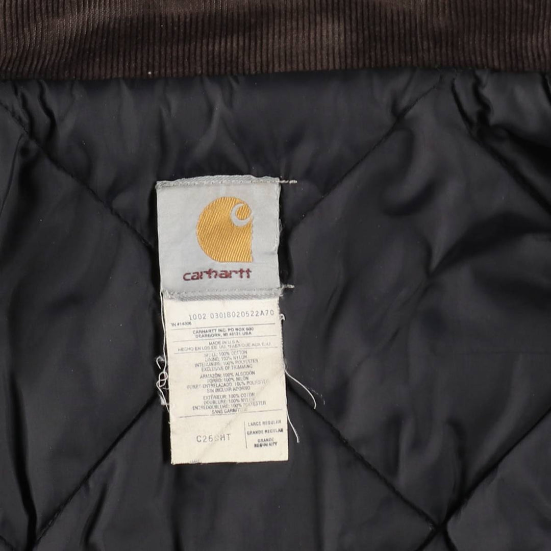 2000'S Carhartt Padded Traditional Coat Duck Work Jacket Made in USA Men's Size L (approx.) cotton brown type Vintage Second Hand