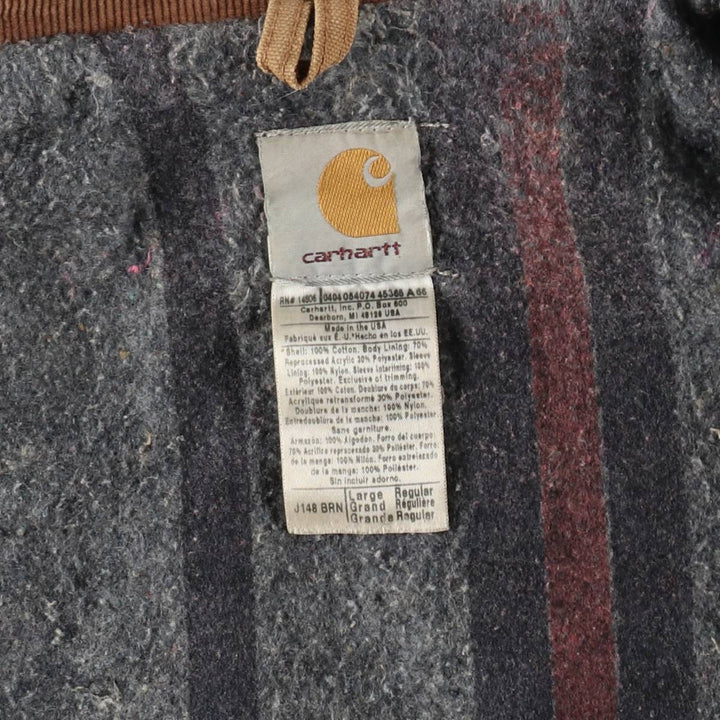 2000'S Carhartt Padded Trucker Jacket, Duck Work Jacket, Made in USA, Men's Size L (approx.) cotton Beige type Vintage Second Hand