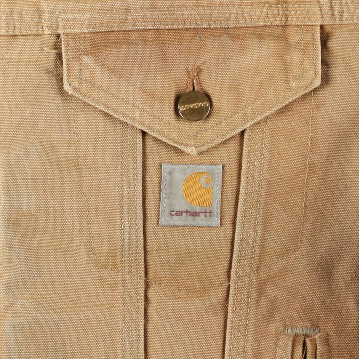 2000'S Carhartt Padded Trucker Jacket, Duck Work Jacket, Made in USA, Men's Size L (approx.) cotton Beige type Vintage Second Hand