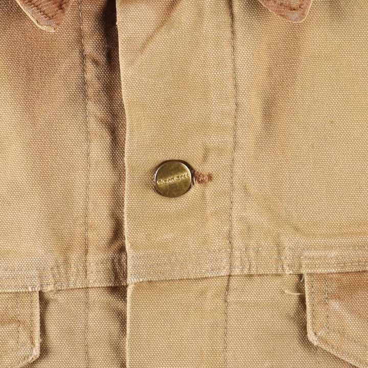2000'S Carhartt Padded Trucker Jacket, Duck Work Jacket, Made in USA, Men's Size L (approx.) cotton Beige type Vintage Second Hand