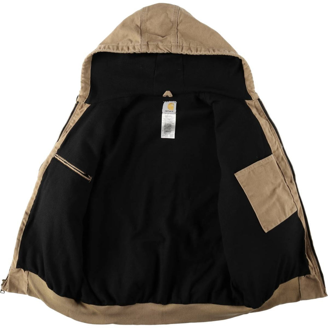 Carhartt Active Jacket Duck Full Zip Hoodie Men's L size cotton Beige type Vintage Second Hand