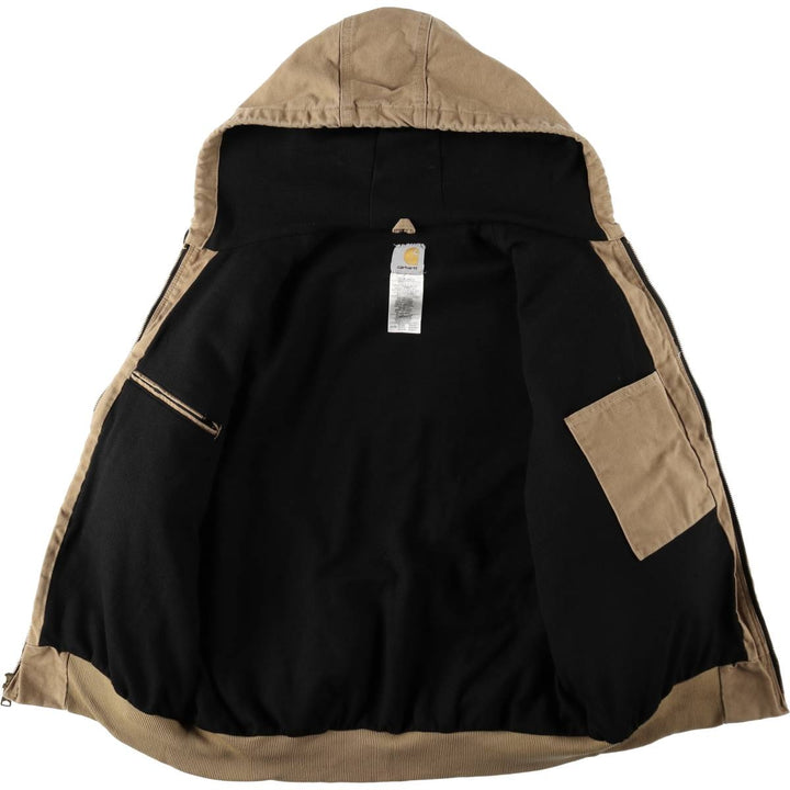 Carhartt Active Jacket Duck Full Zip Hoodie Men's L size cotton Beige type Vintage Second Hand