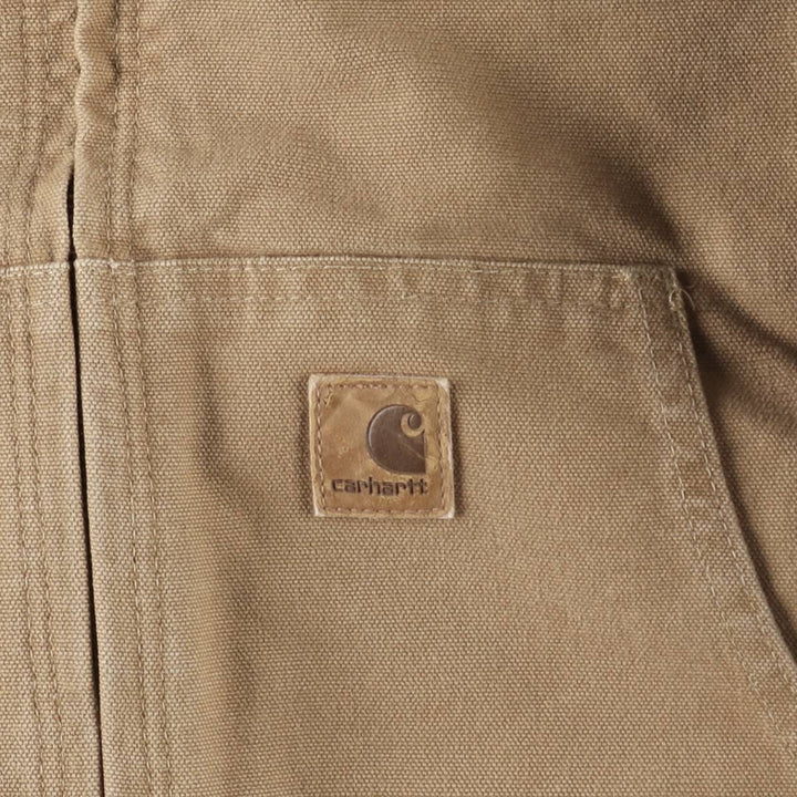Carhartt Active Jacket Duck Full Zip Hoodie Men's L size cotton Beige type Vintage Second Hand