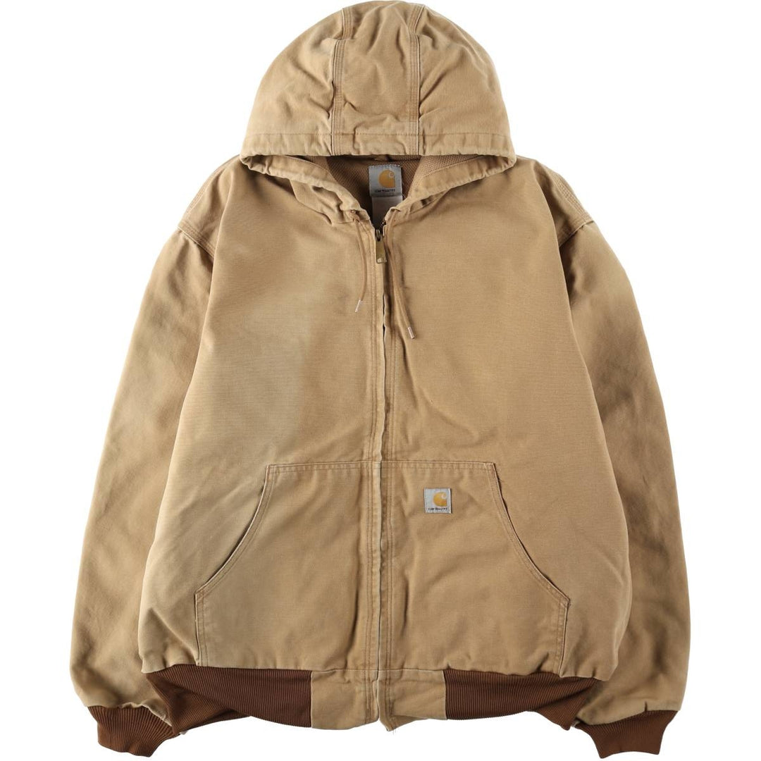 Carhartt Active Jacket Duck Full Zip Hoodie Men's XL unclear Beige type Vintage Second Hand
